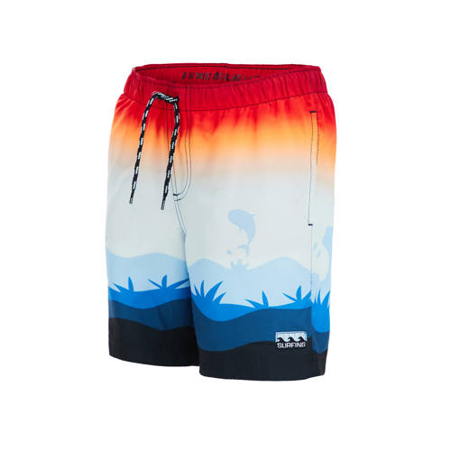 WE Fashion zwemshort rood blauw oranje Jongens Polyester All over print 110 116