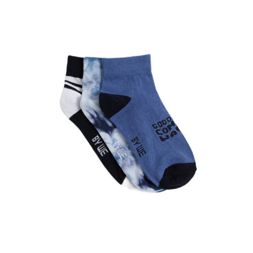 WE Fashion sokken - set van 3 donkerblauw/middenbauw Jongens Katoen Meerkleurig