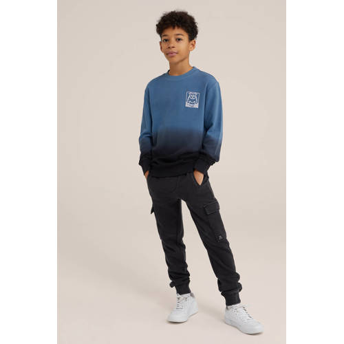WE Fashion slim fit joggingbroek zwart Jongens Sweat Effen 116