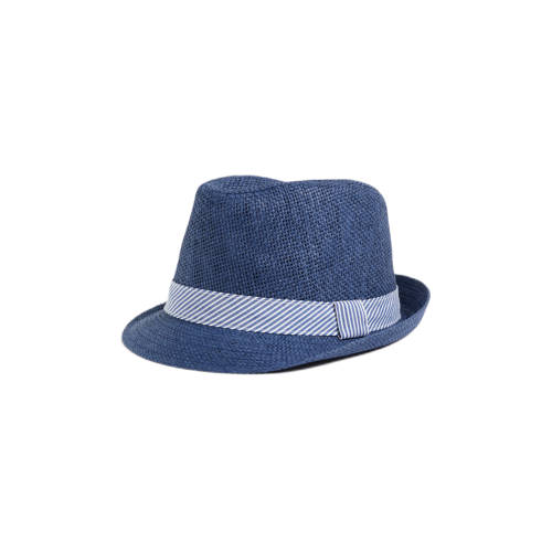 WE Fashion hoed blauw Jongens Riet Effen
