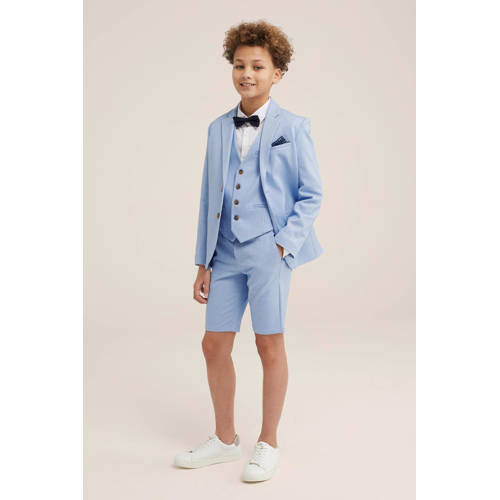 WE Fashion slim fit chino bermuda lichtblauw Korte broek Jongens Polyester 92