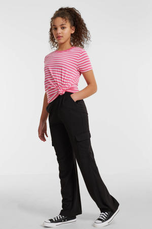 crinkle cargobroek zwart