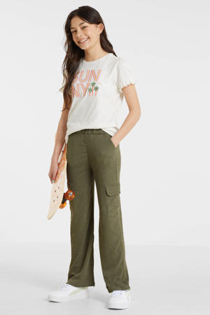 crinkle cargobroek khaki