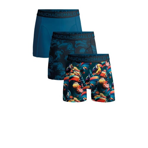 Muchachomalo boxershort TOUCAN -set van 3 blauw Jongens Stretchkatoen Dierenprint