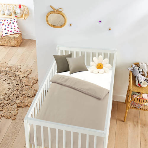 NOUS Kids katoenen dekbedovertrek baby (100x135 cm) Beige Effen
