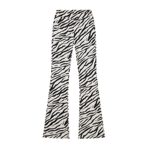 NIK&NIK flared broek met zebraprint ecru/zwart Meisjes Polyester Zebraprint