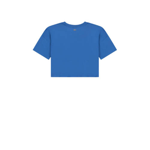 NIK&NIK T-shirt Spray met logo helderblauw Meisjes Katoen Ronde hals Logo 128