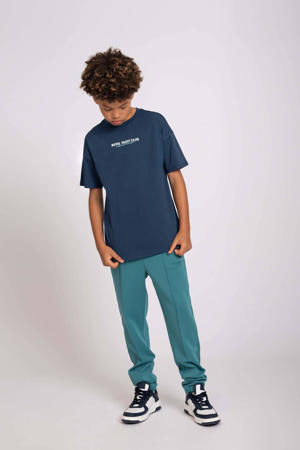 T-shirt Yacht Club met tekst donkerblauw