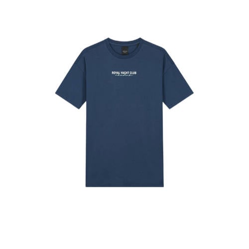 NIK&NIK T-shirt Yacht Club met tekst donkerblauw Jongens Katoen Ronde hals