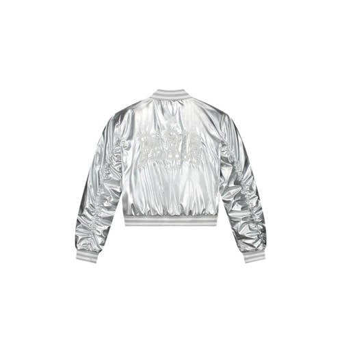 NIK&NIK metallic imitatieleren bomberjack zomer Kansas zilver Jas Meisjes Imitatieleer Ronde hals 128