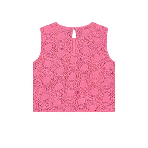 NIK&NIK crop top Kimba met all over print felroze Meisjes Katoen Ronde hals 128