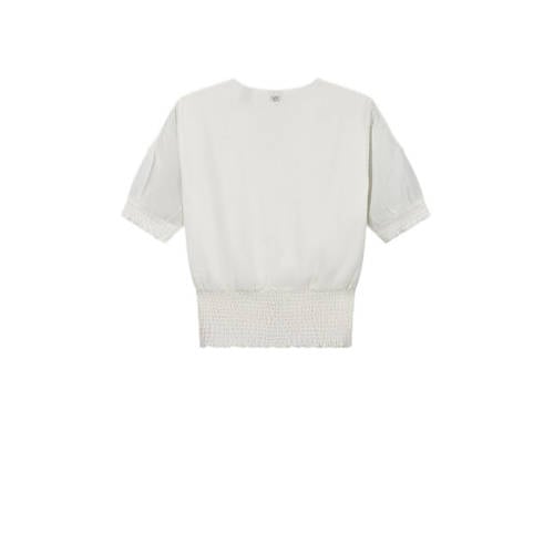 NIK&NIK top Kingston offwhite Blouse Wit Meisjes Polyester Ronde hals Effen 128