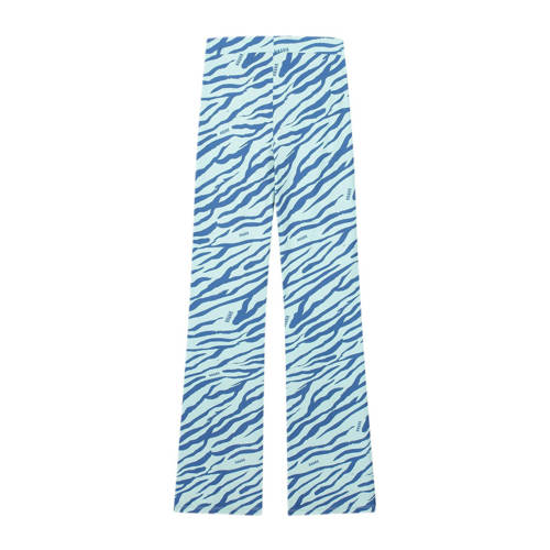 NIK&NIK broek met zebraprint helderblauw donkerblauw Meisjes Polyester 128