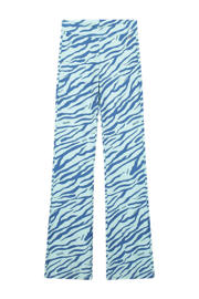 thumbnail: Blauwe meisjes NIK&NIK broek helderblauw van polyester met regular waist, elastische tailleband en zebraprint