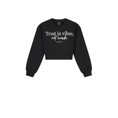 NIK&NIK sweater Vibes met tekst zwart Tekst