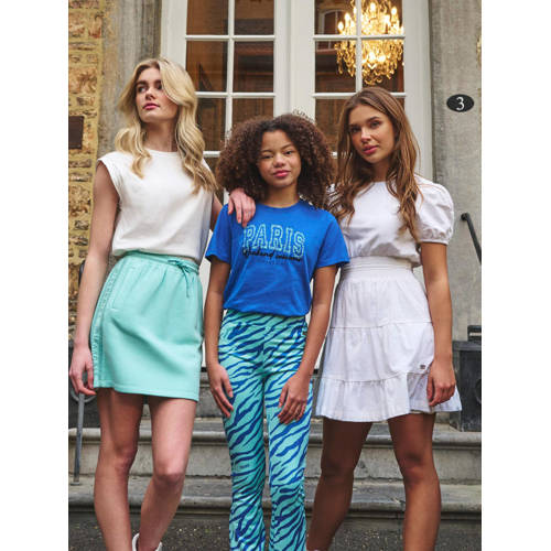 NIK&NIK T-shirt Paris met tekst helderblauw Meisjes Katoen Ronde hals Tekst 128