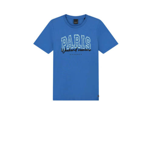 NIK&NIK T-shirt Paris met tekst helderblauw Meisjes Katoen Ronde hals Tekst