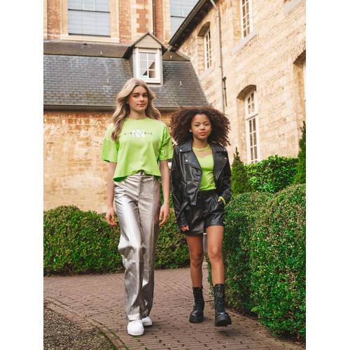 NIK&NIK T-shirt Spray met printopdruk limegroen Meisjes Katoen Ronde hals 128