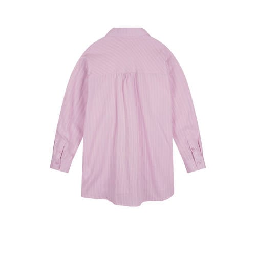 NoBell gestreepte blouse Timmy donkerroze Longsleeve Meisjes Viscose Klassieke kraag 122 128