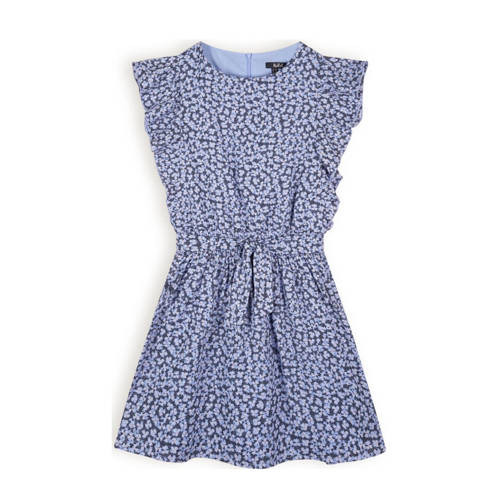 NoBell’ gebloemde jurk Moise donkerblauw/lichtblauw Meisjes Polyester Ronde hals - 122/128