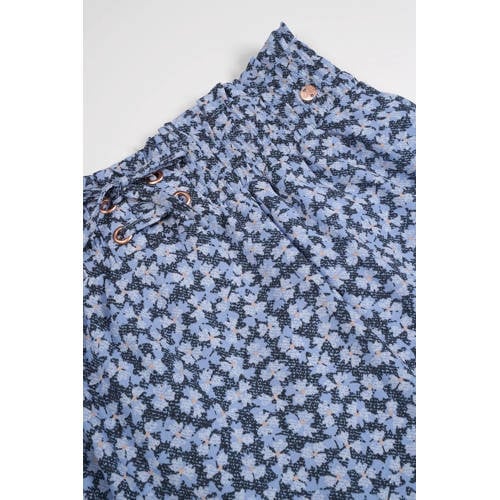 NoBell gebloemde rok Ninez donkerblauw lichtblauw Meisjes Gerecycled polyester 158 164