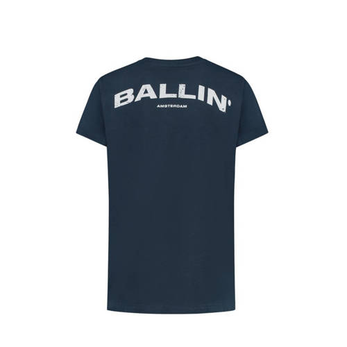 Ballin T-shirt met backprint donkerblauw Jongens Katoen Ronde hals Backprint 140