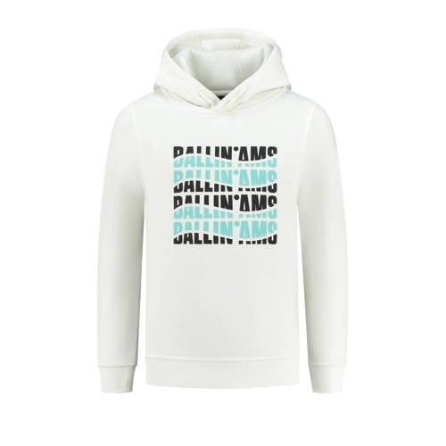 Ballin hoodie met printopdruk wit/lichtblauw/zwart Sweater Printopdruk - 140