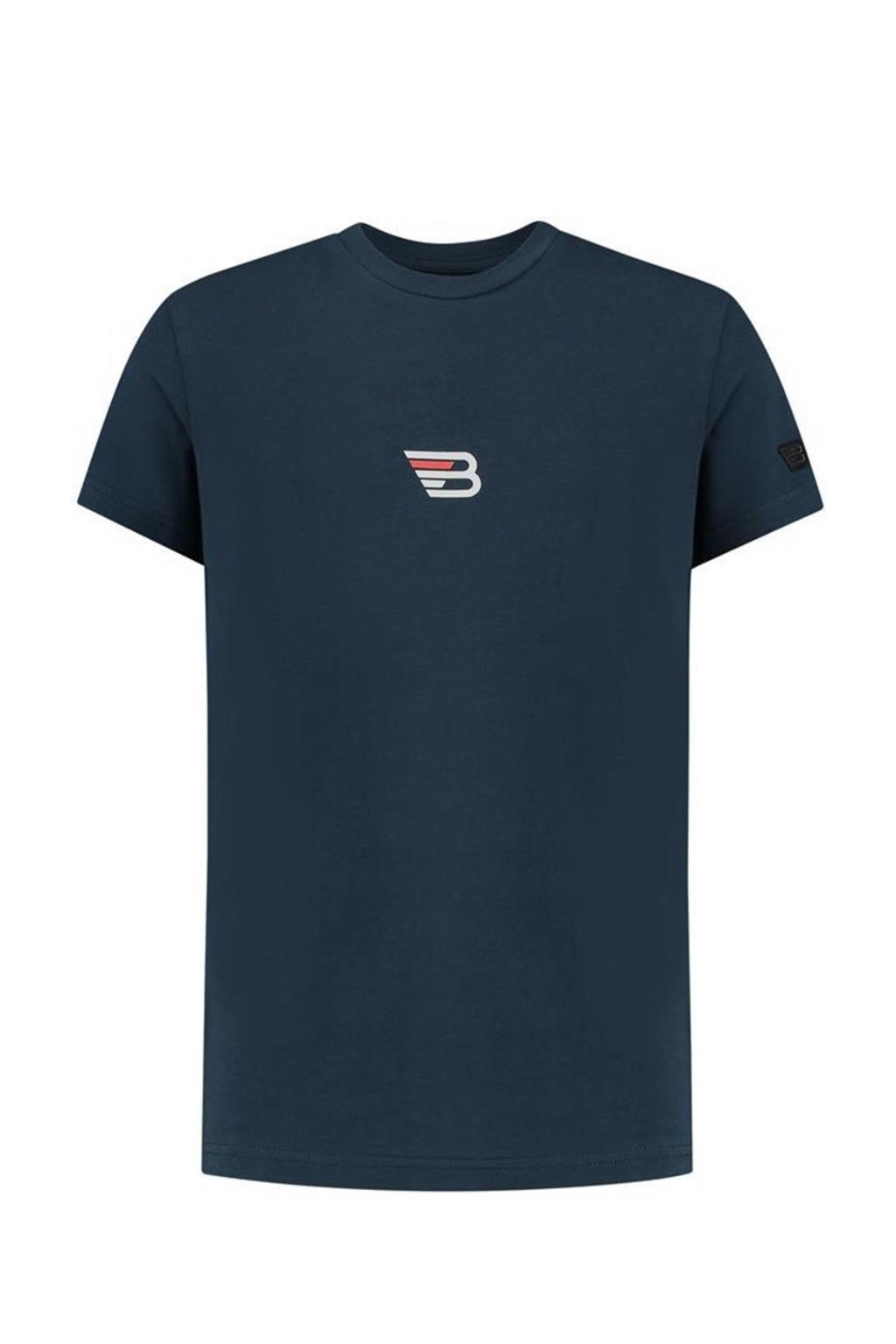 Blauwe jongens Ballin T-shirt van katoen met backprint, korte mouwen en ronde hals