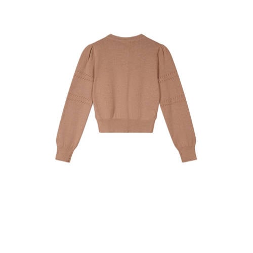 NONO fijngebreid vest Alia zand Beige Meisjes Katoen Button down Effen 104