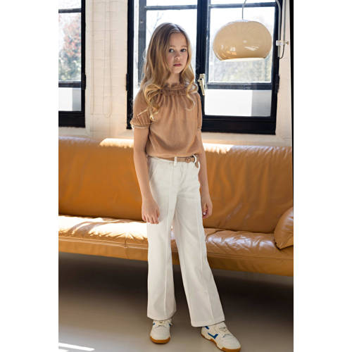 NONO wide leg broek Sayla wit Meisjes Polyester Effen 104