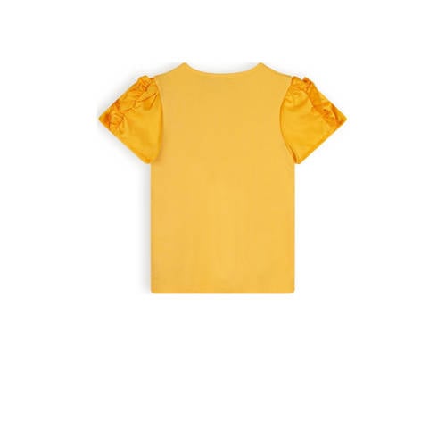NONO T-shirt Kathl abrikoos Geel Meisjes Viscose Ronde hals Effen 104