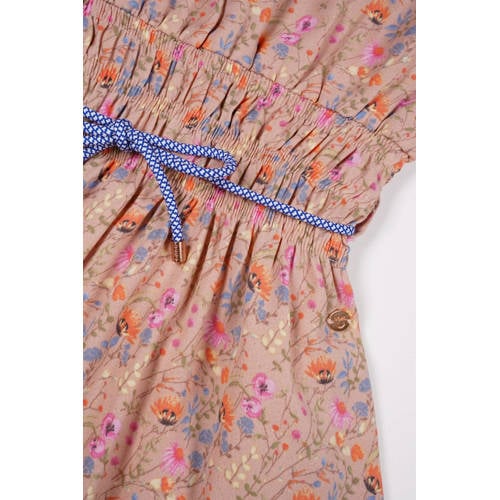 NONO gebloemde jurk Mamai zand multicolor Beige Meisjes Polyester Ronde hals 104