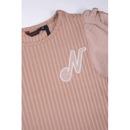 NONO T-shirt Kathleen rozezand Meisjes Viscose Ronde hals Effen 104
