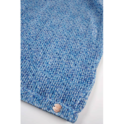 NONO top Kessa met all over print en textuur lichtblauw Meisjes Polyester Ronde hals 104