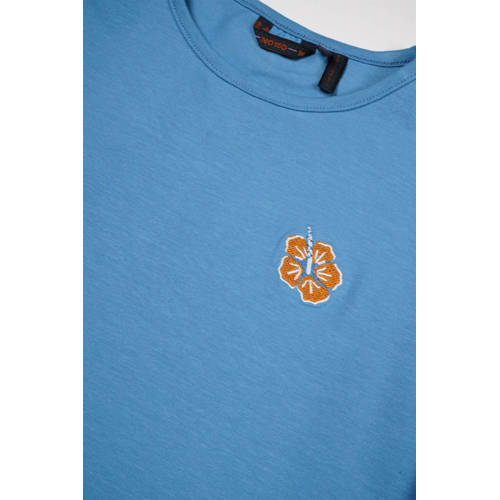 NONO T-shirt Kamelle met backprint hemelsblauw Meisjes Stretchkatoen Ronde hals 104