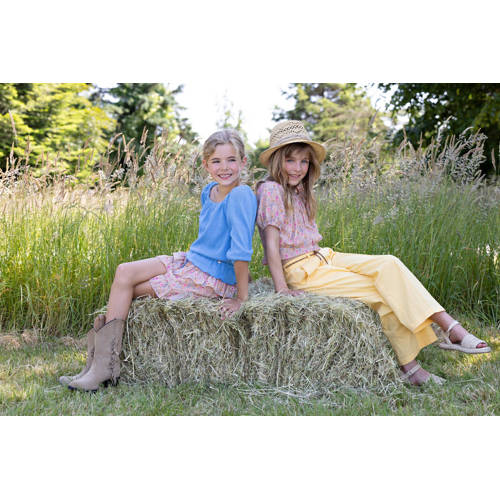 NONO top Knew hemelsblauw Meisjes Polyester Boothals Effen 104