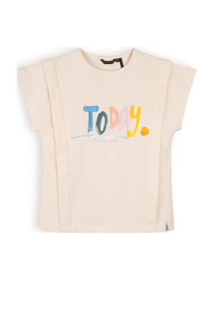 T-shirt Kiam met tekst ivoor