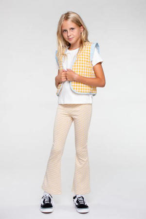 gebloemde regular fit broek zachtgeel