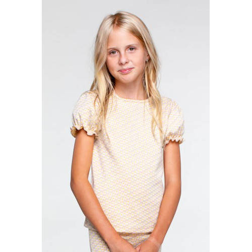Moodstreet gebloemde top lichtgeel Meisjes Polyester Ronde hals Bloemen 86 92