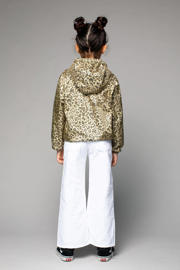 thumbnail: Beige meisjes Moodstreet zomerjas van polyester met panterprint, lange mouwen, capuchon en ritssluiting
