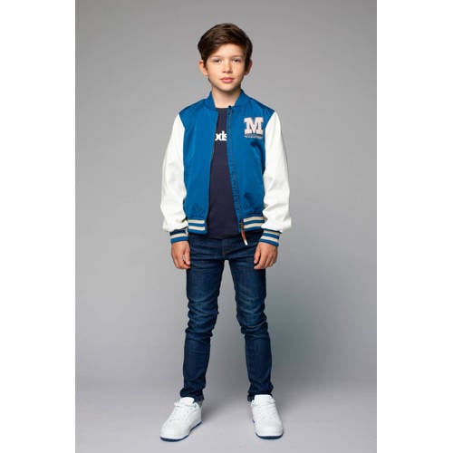Moodstreet baseball jacket blauw offwhite Jas Jongens Polyester Opstaande kraag 98 104
