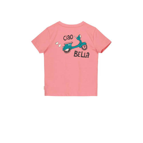 Moodstreet T-shirt met backprint roze Meisjes Stretchkatoen Ronde hals 110 116