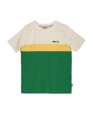 T-shirt groen/offwhite/geel