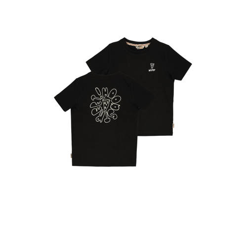 Moodstreet T-shirt met backprint zwart Jongens Stretchkatoen Ronde hals 86 92