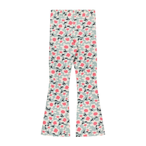 Moodstreet gebloemde flared broek mintgroen roze offwhite Meisjes Stretchkatoen 110 116