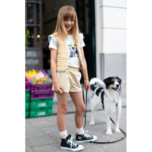 Moodstreet T-shirt met printopdruk offwhite Wit Meisjes Stretchkatoen Ronde hals 86 92