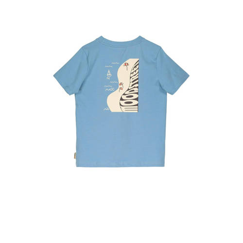 Moodstreet T-shirt met backprint lichtb lauw Blauw Jongens Stretchkatoen Ronde hals 110 116
