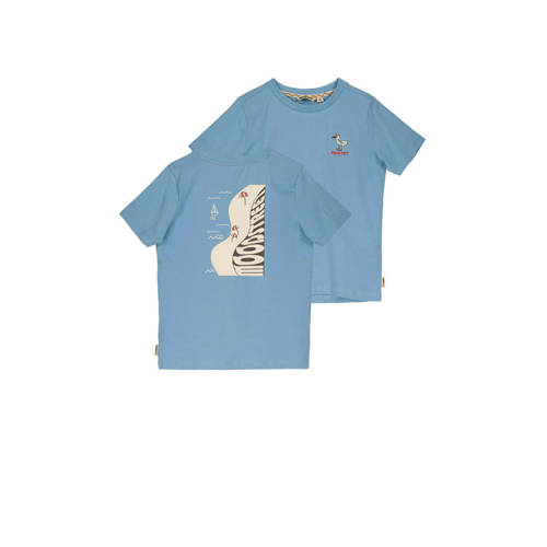 Moodstreet T-shirt met backprint lichtb lauw Blauw Jongens Stretchkatoen Ronde hals 86 92