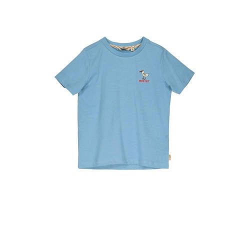 Moodstreet T-shirt met backprint lichtb lauw Blauw Jongens Stretchkatoen Ronde hals - 110/116