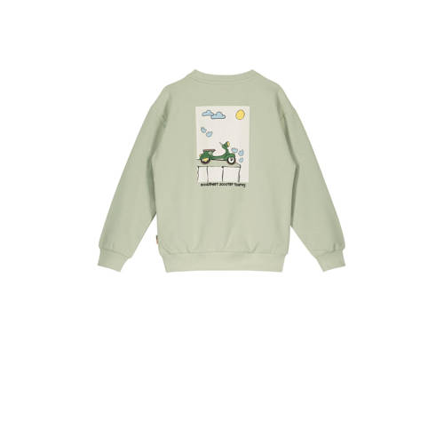 Moodstreet sweater met backprint lichtgroen Backprint 86 92
